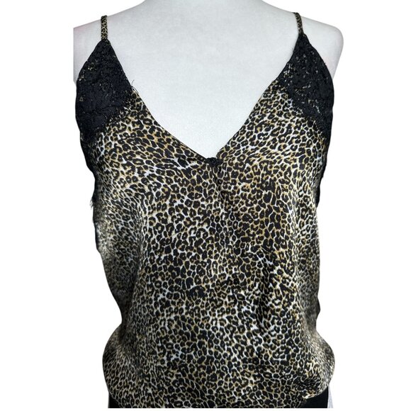 SOCIALITE Size XS Black Leopard Print Spaghetti Strap Bodysuit Stretch Mesh Back - Picture 5 of 11